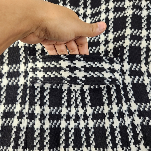 Worthington Womens Size 4 Black/White Soft Houndstooth Button Up Pea Coat - Picture 10 of 14